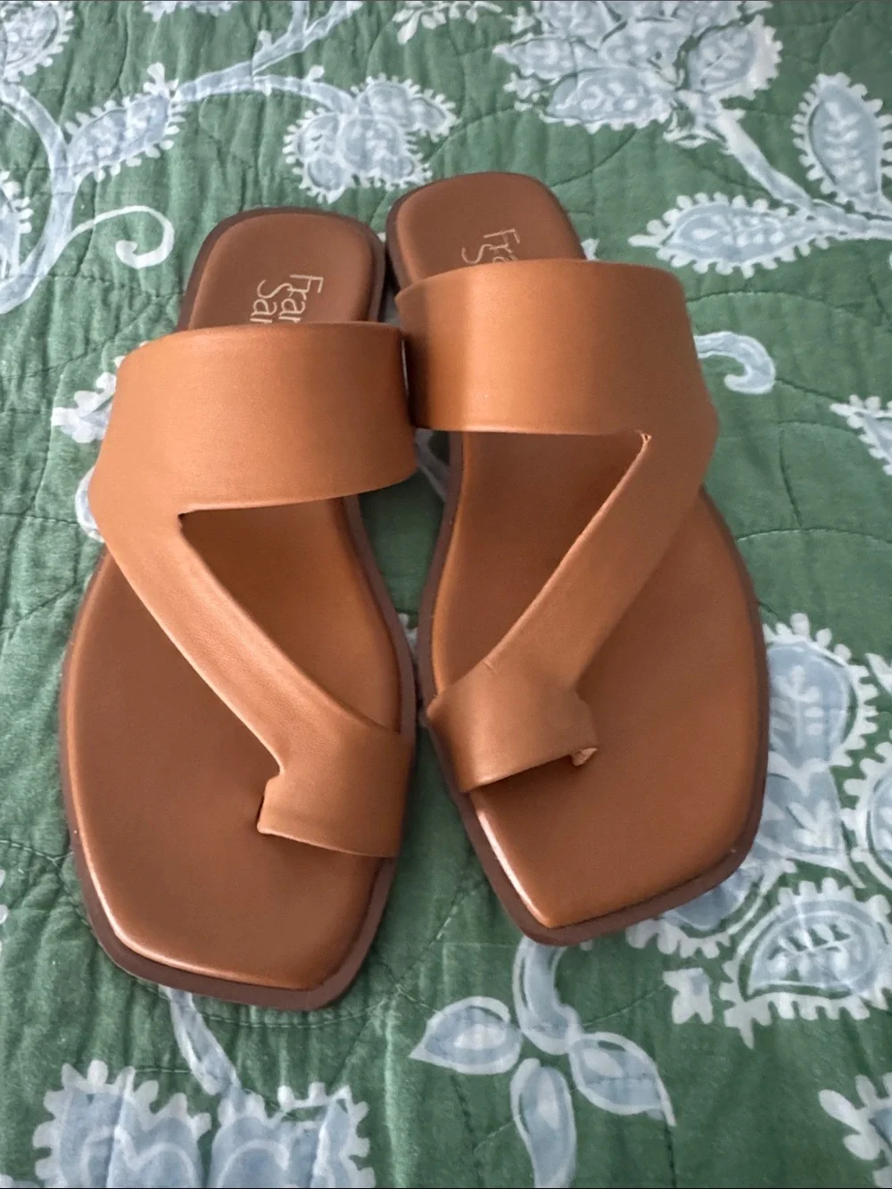 Franco Sarto Cognac Brown Crossover Slide Sandals